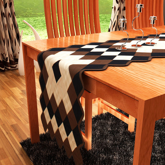 Quilted Table Runner & Toppers patchwork country Trip around the world plaid mix by HOME HEART Brands(Made in India)