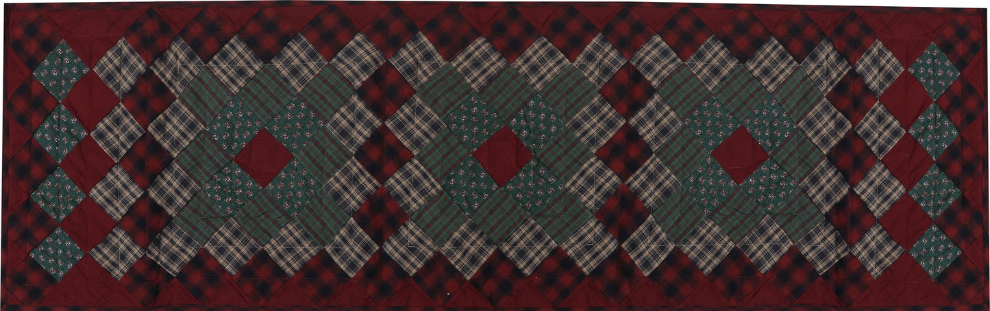 Quilted Table Runner & Toppers patchwork winter berry country  plaid, calico print by HOME HEART Brands( made in INDIA)