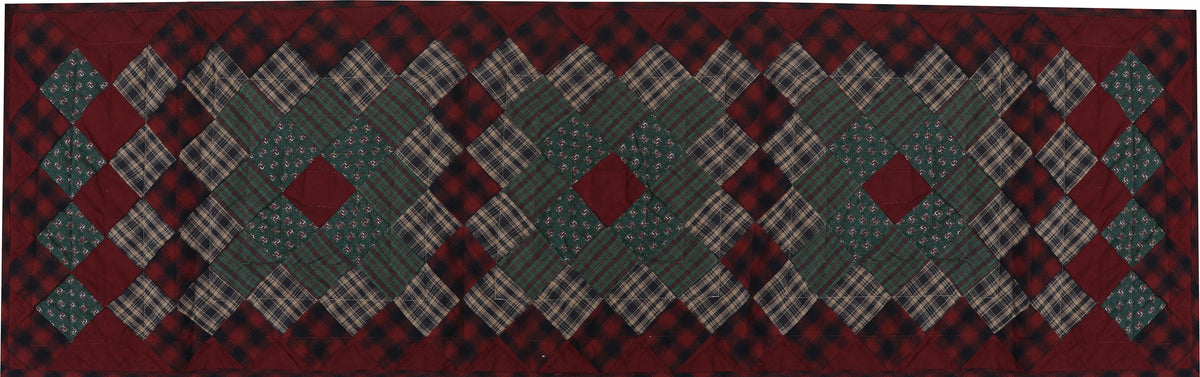 Quilted Table Runner & Toppers patchwork winter berry country plaid, calico print by HOME HEART Brands( made in INDIA)