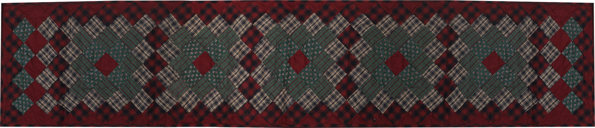 Quilted Table Runner & Toppers patchwork winter berry country plaid, calico print by HOME HEART Brands( made in INDIA)