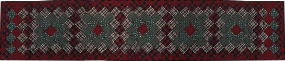 Quilted Table Runner & Toppers patchwork winter berry country plaid, calico print by HOME HEART Brands( made in INDIA)
