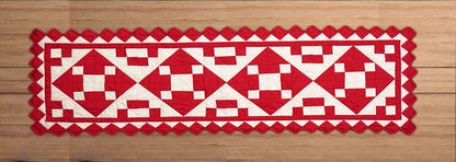 Quilted Table Runners & Toppers patchwork red diamond square calico by HOME HEART Brands( made in INDIA)
