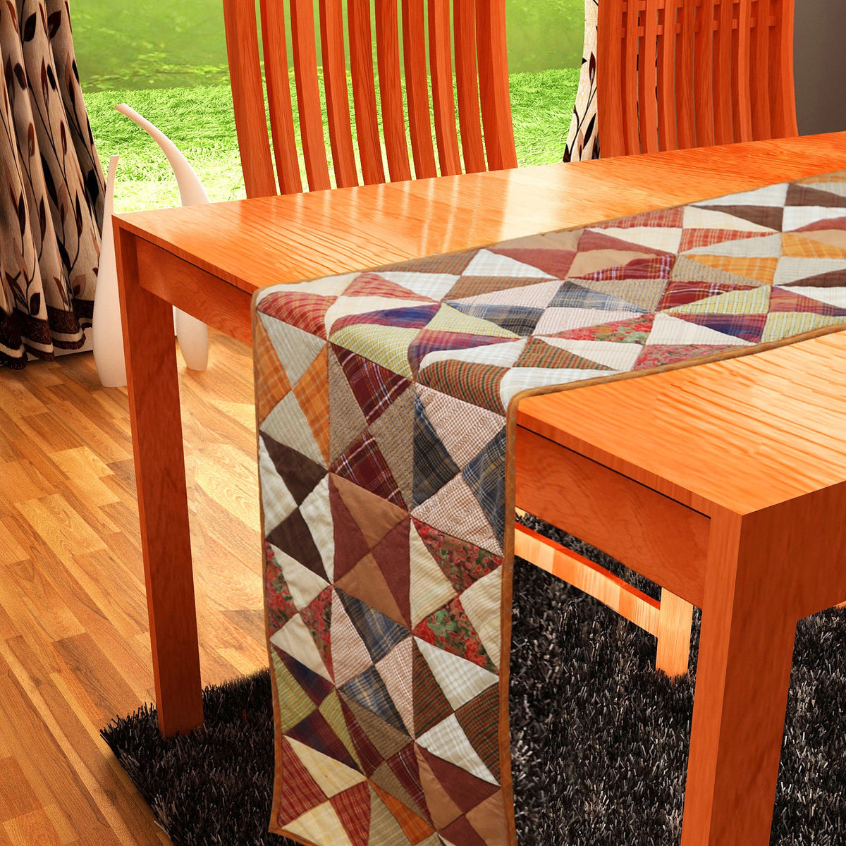 Quilted Table Runner & Toppers kaleidoscope patchwork country fashion fall mix by HOME HEART Brands(made in INDIA)