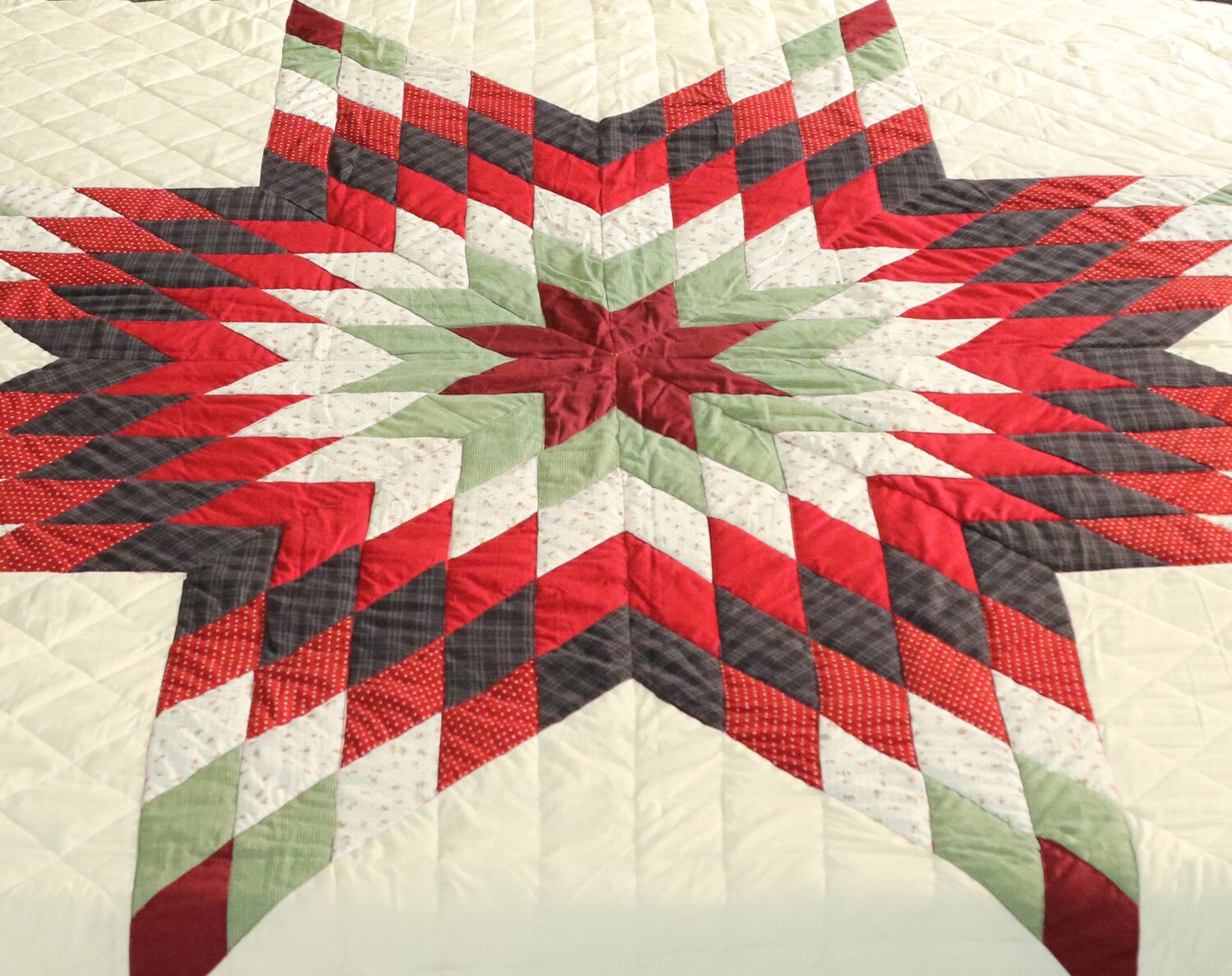 Make to order Quilted quilt bedspread Lone Star calico fabric country Patchwork Design Heirloom Quality by HOME HEART Brands