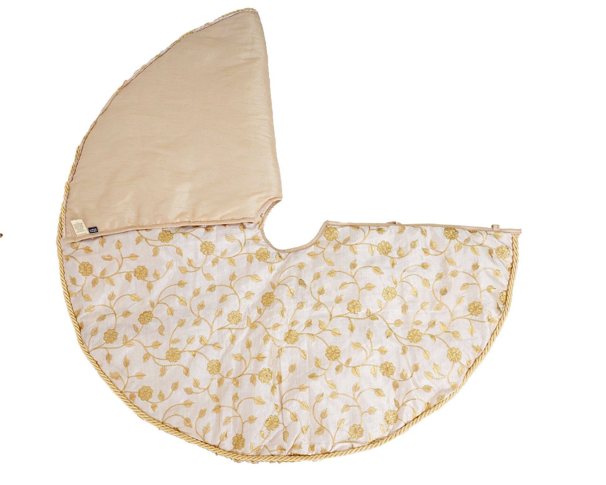 Christmas tree skirt 36" round Serenity Gold Embroidered jacquard fabric Thick Double Layer by HOME HEART Brands