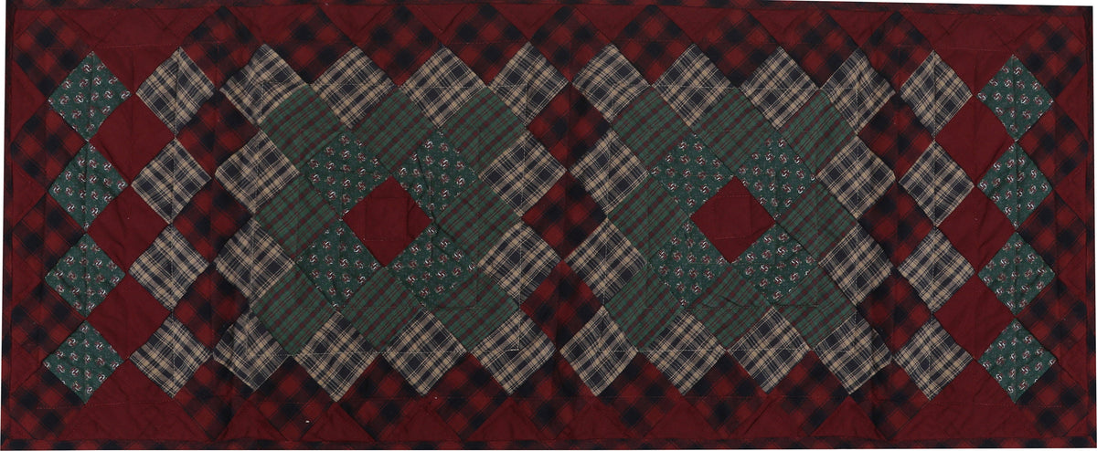 Quilted Table Runner & Toppers patchwork winter berry country plaid, calico print by HOME HEART Brands( made in INDIA)