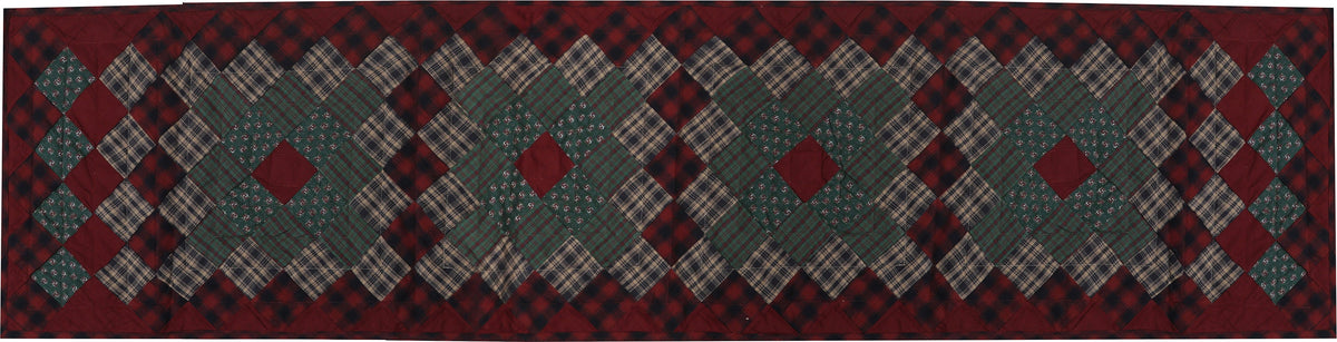 Quilted Table Runner & Toppers patchwork winter berry country plaid, calico print by HOME HEART Brands( made in INDIA)