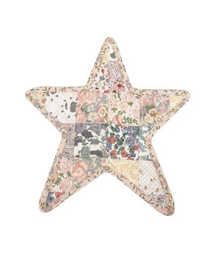 Quilted Trivet/Pot Holder/Table topper Calico Country light floral American patchwork star 10"x10" by HOME HEART Brands ( Made in India)