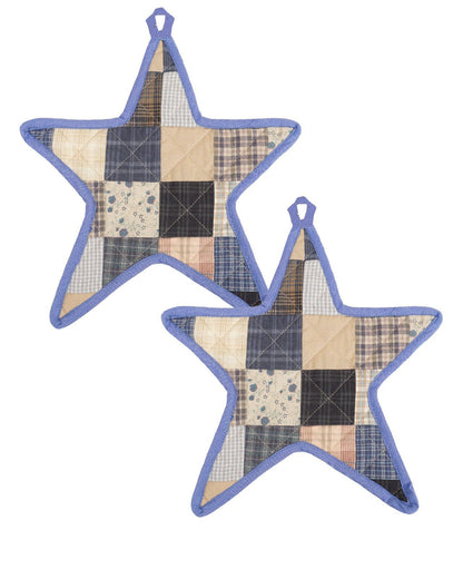 Quilted Trivet/Pot Holder/Table topper/  corn flower mix plaid print American star 10"x10" Patchwork by HOME HEART Brands ( Made in India)