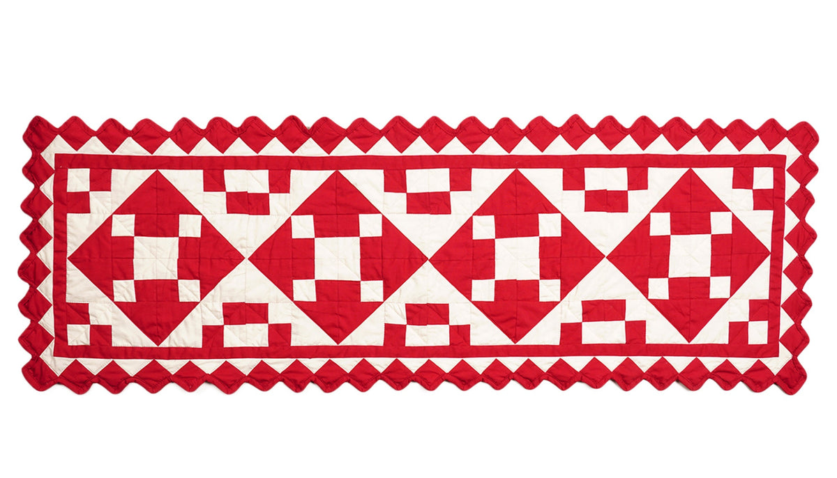 Quilted Table Runners & Toppers patchwork red diamond square calico by HOME HEART Brands( made in INDIA)