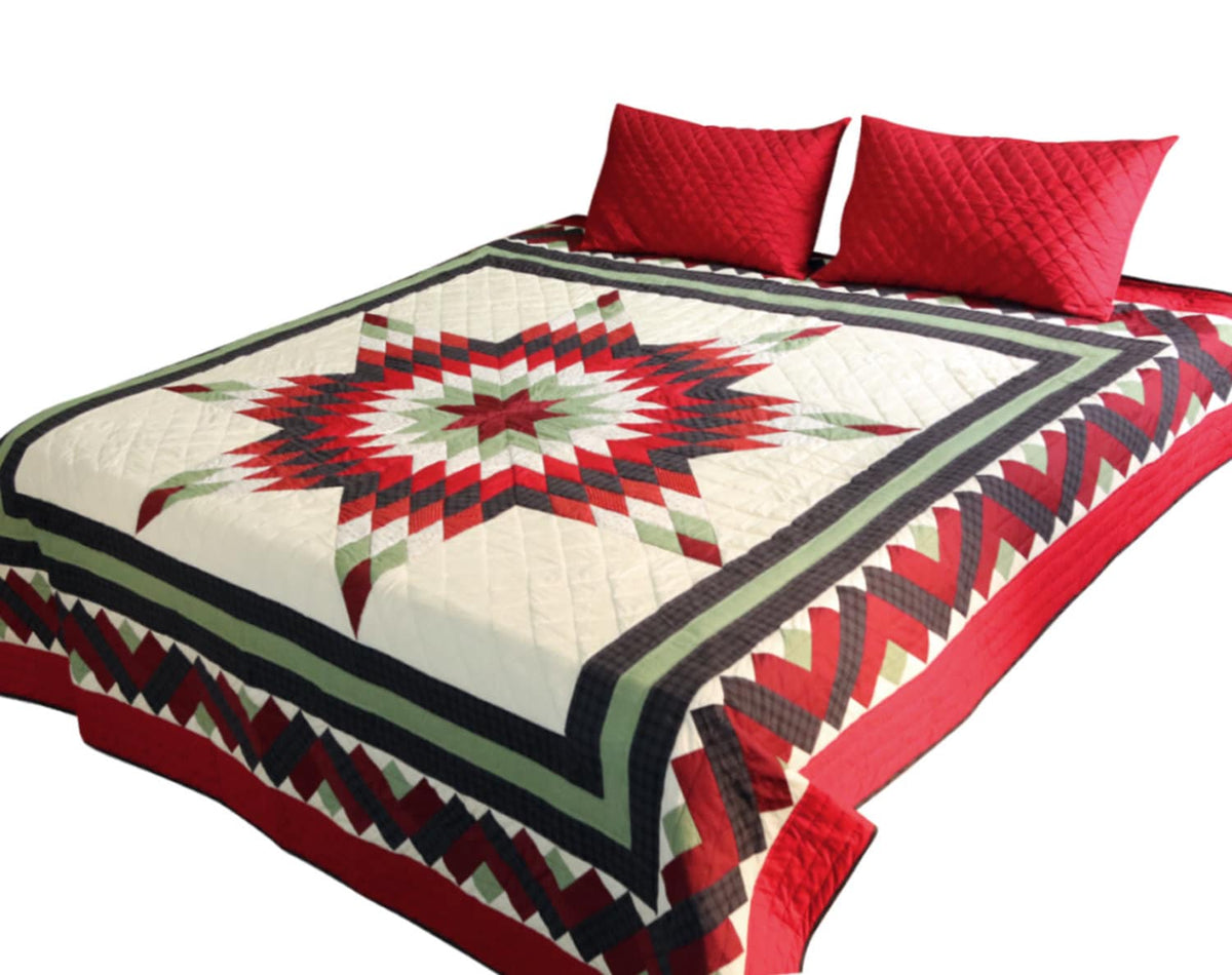 Make to order Quilted quilt bedspread Lone Star calico fabric country Patchwork Design Heirloom Quality by HOME HEART Brands