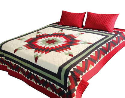 Make to order Quilted quilt bedspread Lone Star calico fabric country Patchwork Design Heirloom Quality by HOME HEART Brands