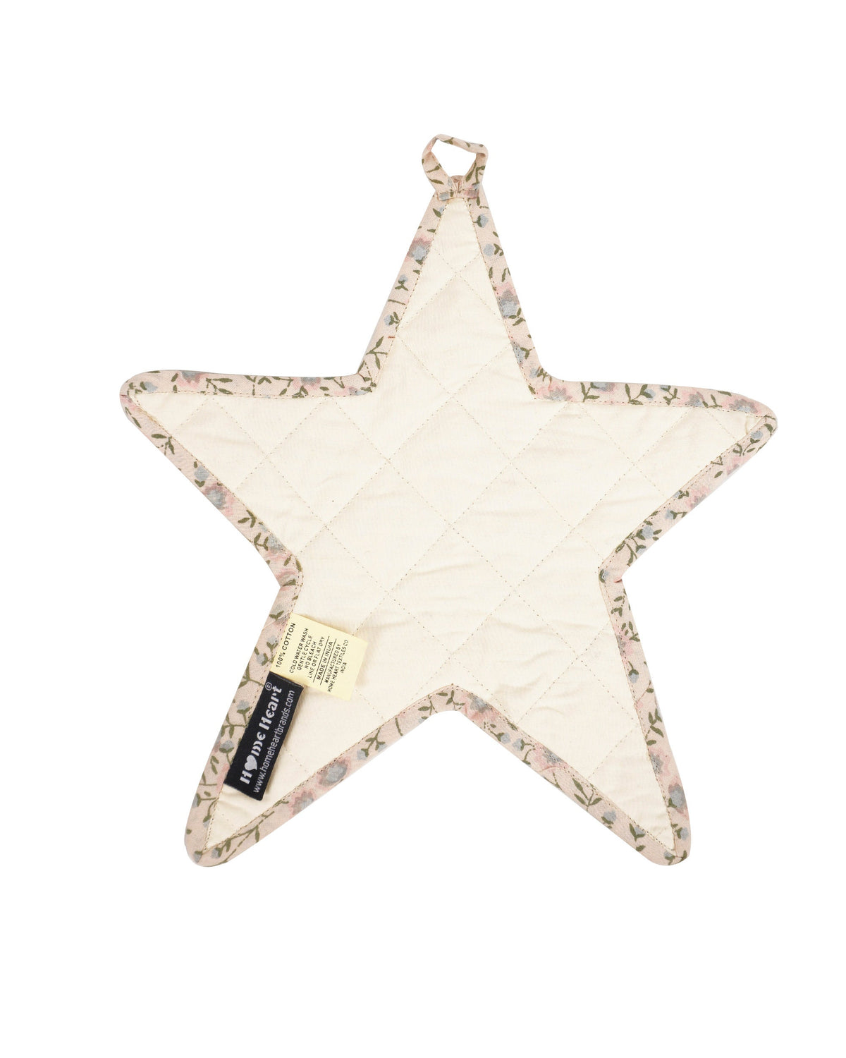 Quilted Trivet/Pot Holder/Table topper Calico Country light floral American patchwork star 10"x10" by HOME HEART Brands ( Made in India)