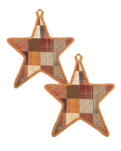 Quilted Trivet/Pot Holder/Table topper/hot pads Fall mix autumn American star 10"x10" Patchwork by HOME HEART Brands ( Made in India)