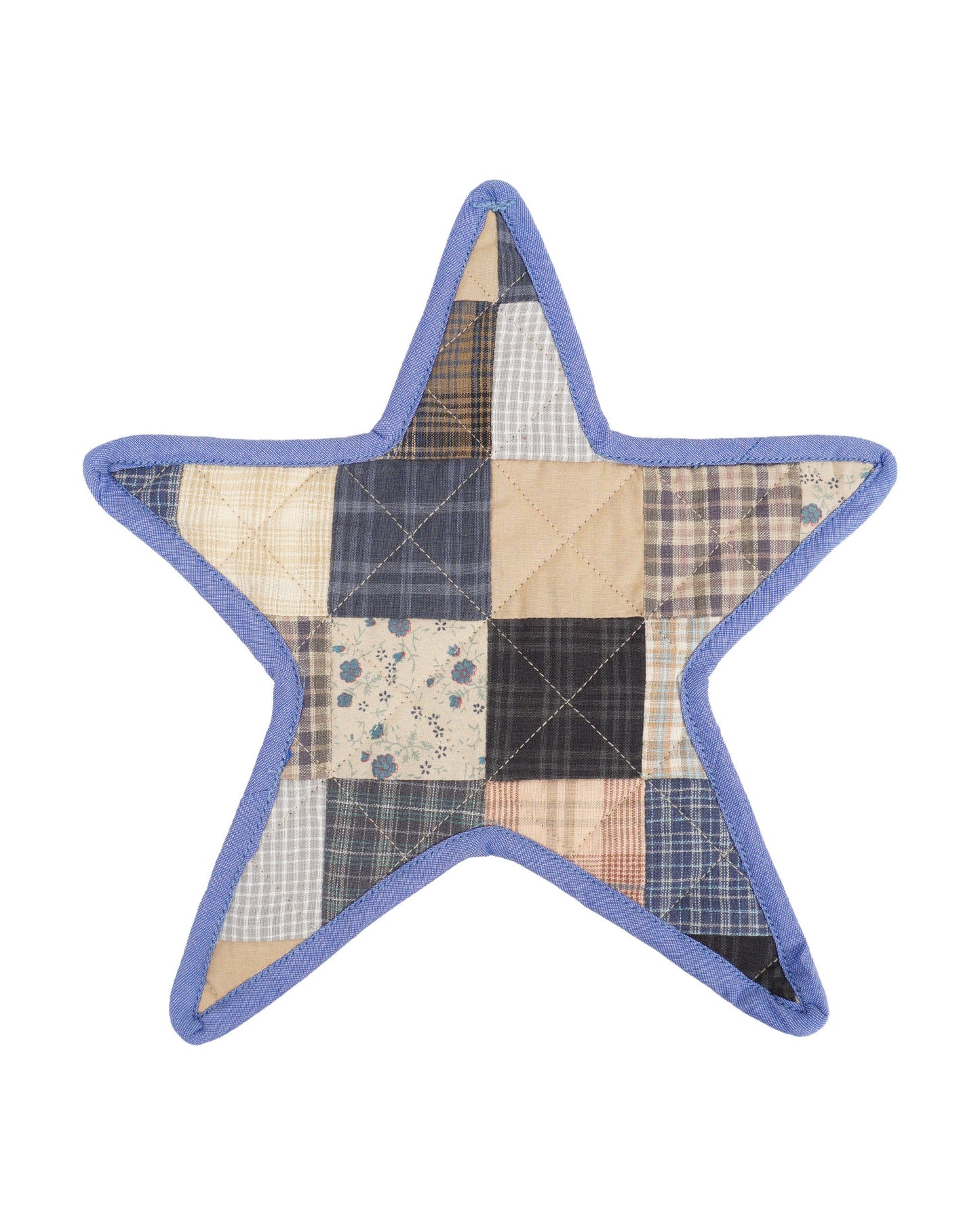 Quilted Trivet/Pot Holder/Table topper/  corn flower mix plaid print American star 10"x10" Patchwork by HOME HEART Brands ( Made in India)