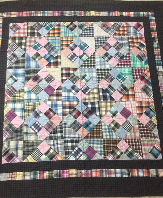 Hand Quilted bedspread Quilt full size 84"x84" nine patch Primitive Country Patchwork Design Mix Plaid Fabric by HOME HEART Brands