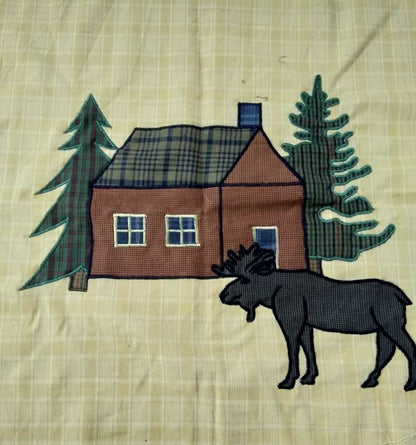 Hand Quilted bedspread full quilt 84"x94" size embroidered heirloom quality The lodge country plaid patchwork Design by HOME HEART Brands