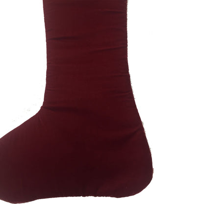 Christmas stocking red velvet & brown lurex jute Christmas decorations Handmade heirloom by HOME HEART Brands(Made in India)