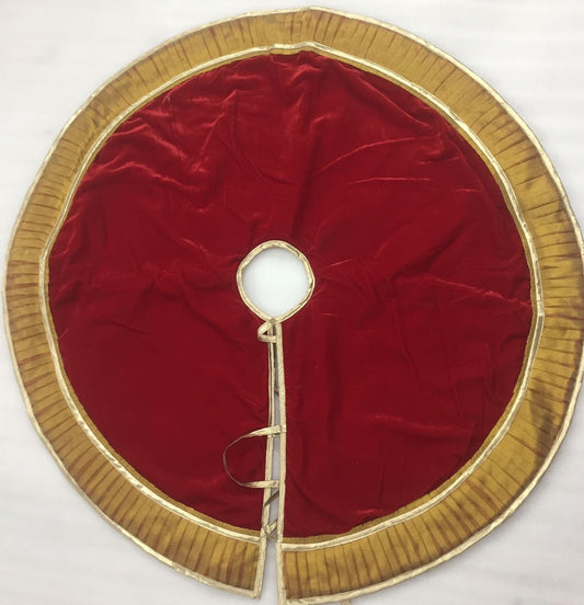 Christmas tree skirt Gold ruffle & red Micro Velvet fiber filled Thick Double Layer by HOME HEART Brands
