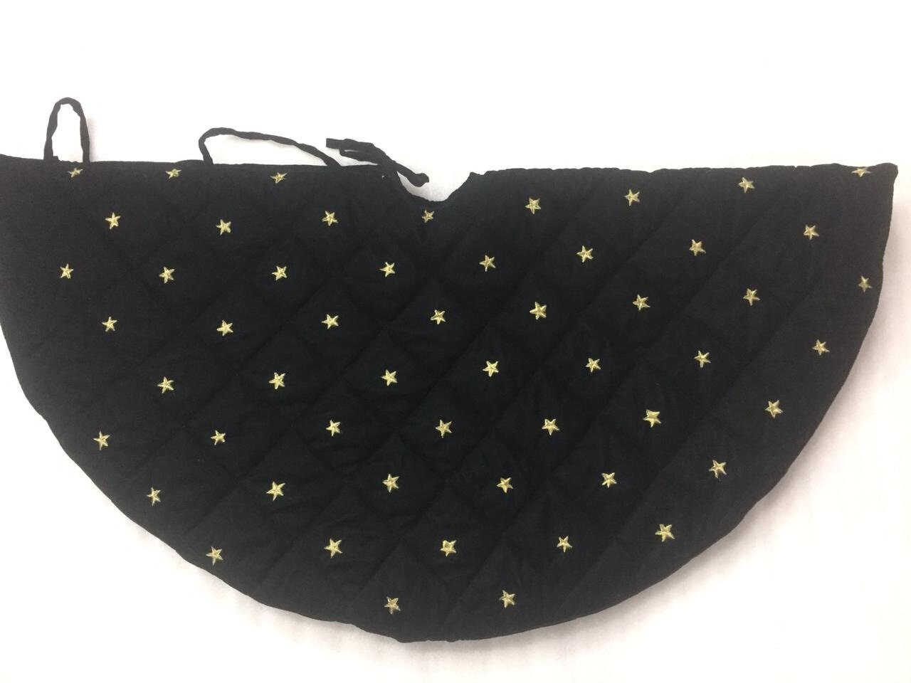 Christmas tree skirt quilted micro green Velvet fabric and gold star embroidered on it. Thick Double Layer quilted by HOME HEART Brands