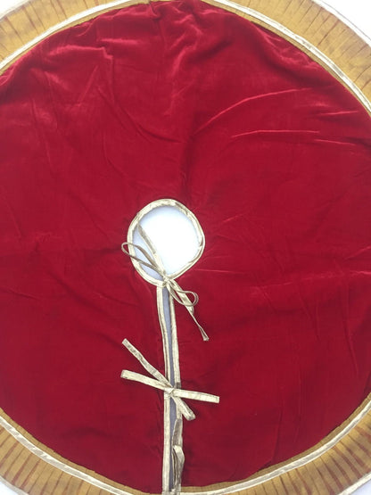Christmas tree skirt 36" Gold ruffle & red Micro Velvet fiber filled Thick Double Layer by HOME HEART Brands