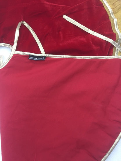 Christmas tree skirt 36" Gold ruffle & red Micro Velvet fiber filled Thick Double Layer by HOME HEART Brands