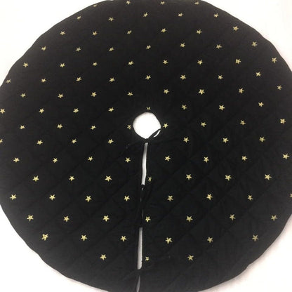 Christmas tree skirt quilted micro green Velvet fabric and gold star embroidered on it. Thick Double Layer quilted by HOME HEART Brands