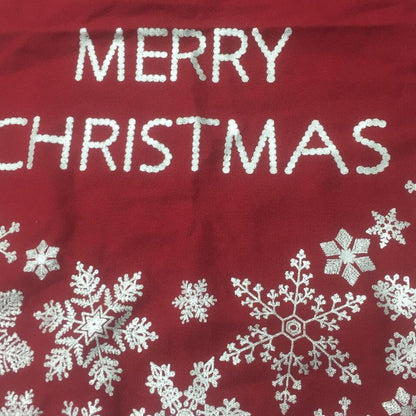 Table topper 24 inch round Merry Christmas 100% duck canvas cotton fabric with snow flakes foil printing(Made in India)