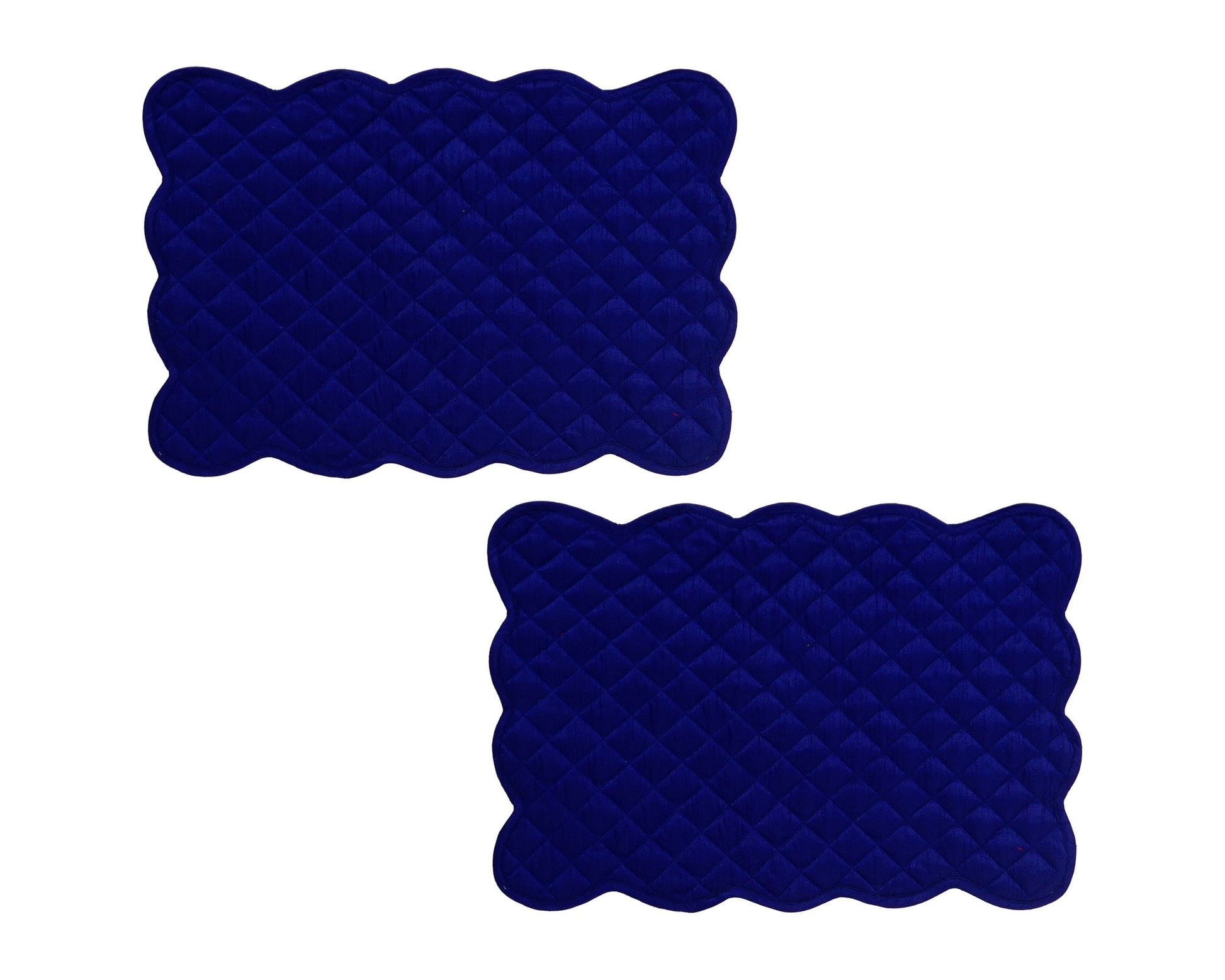 Dupioni Silk royal blue reversible Quilted Table runner, Trivet, placemat & Table toppers quilt design by HOME HEART Brands