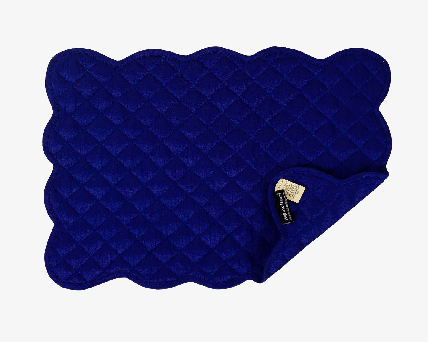 Dupioni Silk royal blue reversible Quilted Table runner, Trivet, placemat & Table toppers quilt design by HOME HEART Brands