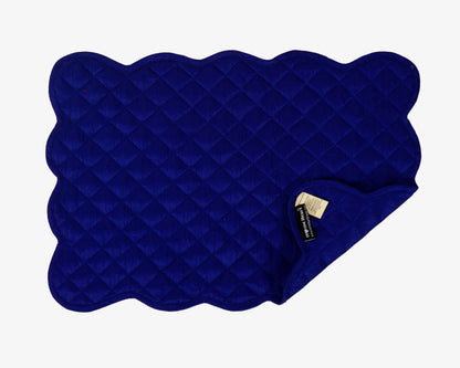 Dupioni Silk royal blue reversible Quilted Table runner, Trivet, placemat & Table toppers quilt design by HOME HEART Brands