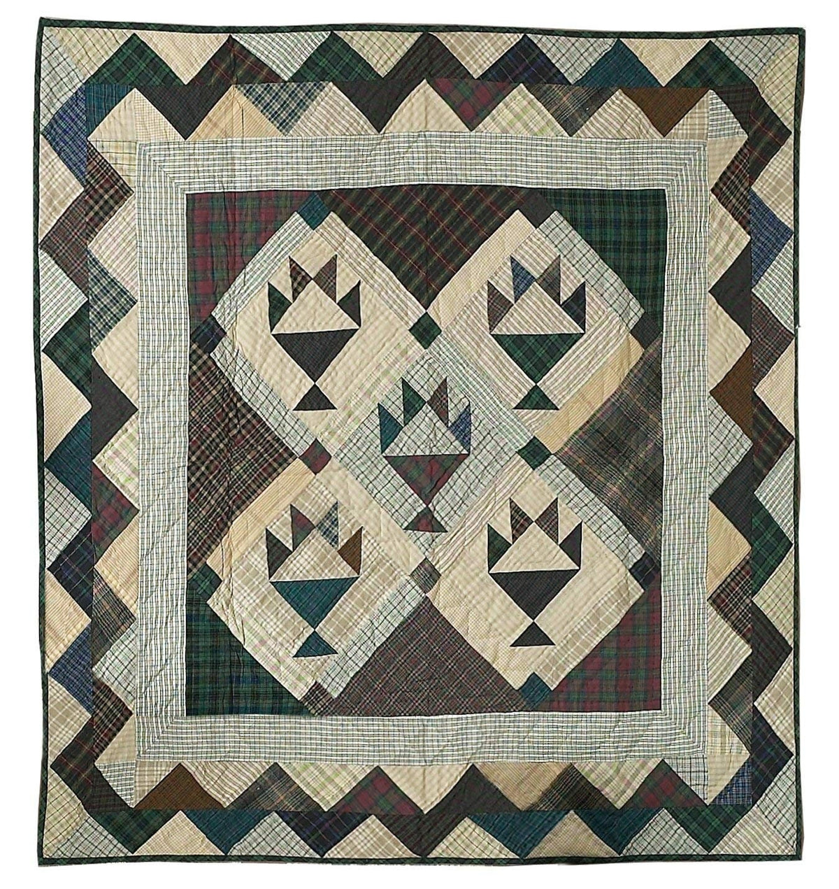 Throw Quilt, wall hanging ,Table Toppers & quilt 44"x44" Flower basket patchwork Hand Quilted Cotton by Home Heart brands (Made in India)