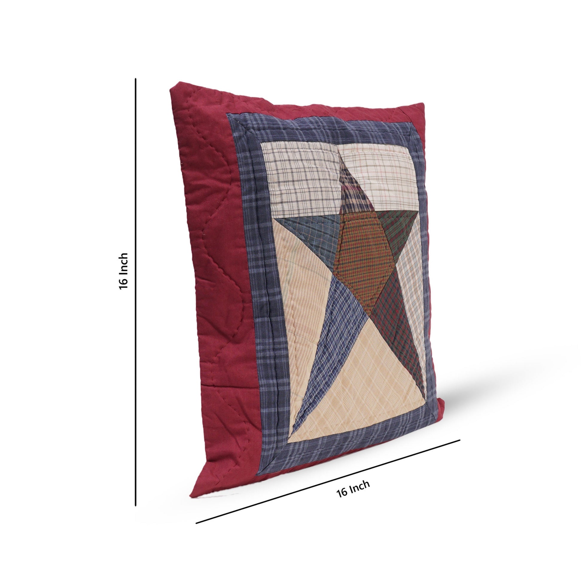 Pillow cover 16"x16" inch hand quilted cushion cover, decorative throw pillow, pillow Country star by HOME HEART Brands(made in India)