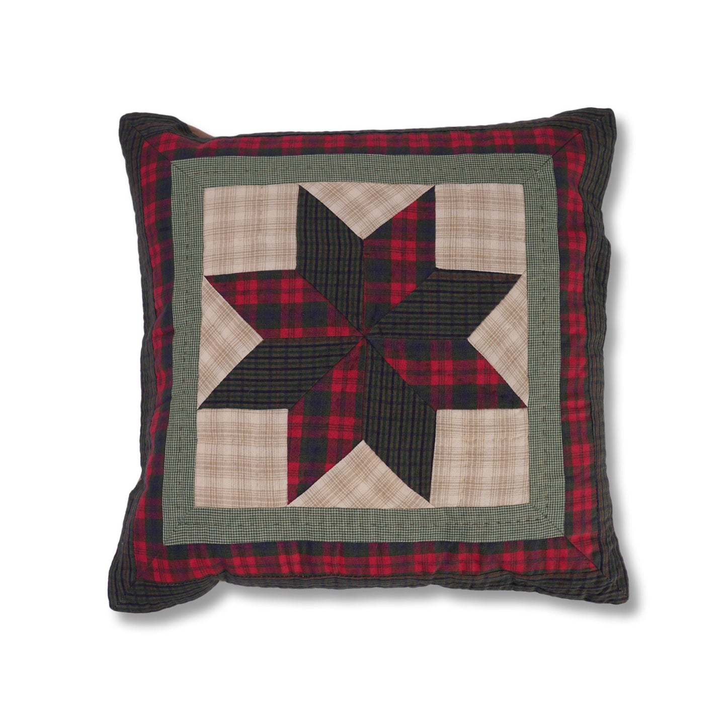 Quilted patchwork pillow cover, cushion cover, decorative throw pillow winter berry star plaid  by HOME HEART Brands(made in India)