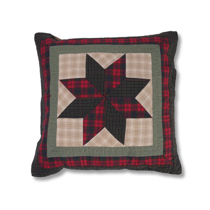 Quilted patchwork pillow cover, cushion cover, decorative throw pillow winter berry star plaid  by HOME HEART Brands(made in India)
