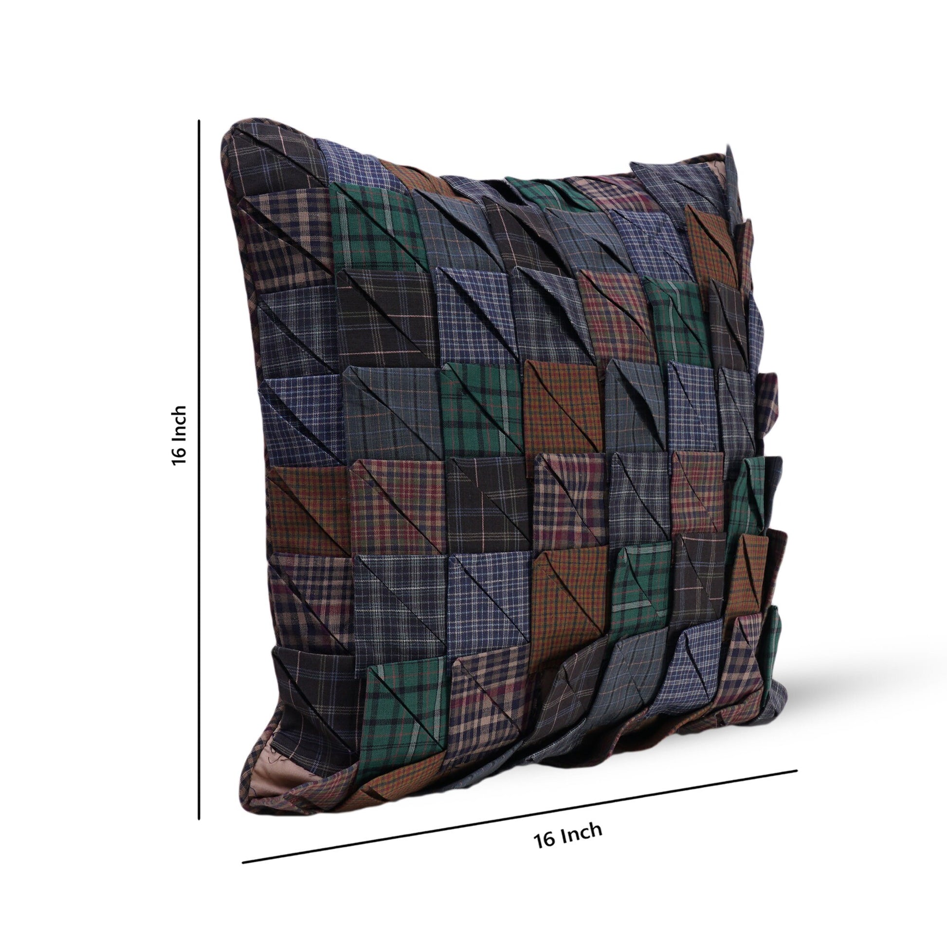 Pillow cover 16"x16" inch patchwork one-of-a-kind cushion cover, decorative throw pillow cover by HOME HEART Brands(made in India)