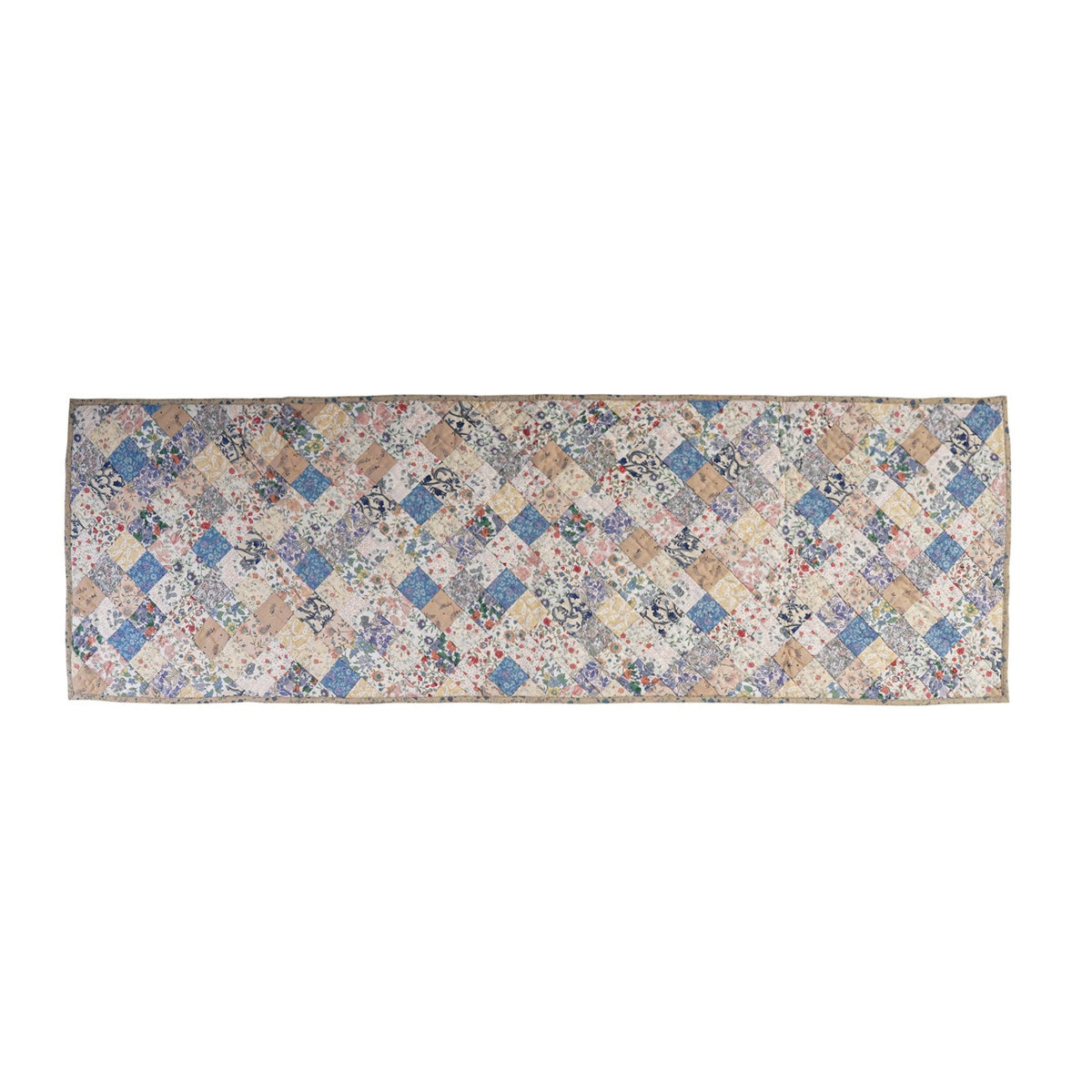 Hand Quilted patchwork Table Runner & Toppers Calico Country Floral by HOME HEART Brands(made in INDIA)