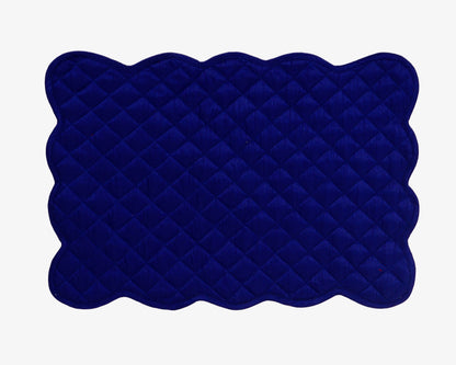 Dupioni Silk royal blue reversible Quilted Table runner, Trivet, placemat & Table toppers quilt design by HOME HEART Brands