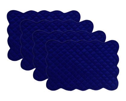 Dupioni Silk royal blue reversible Quilted Table runner, Trivet, placemat  & Table toppers quilt design by HOME HEART Brands