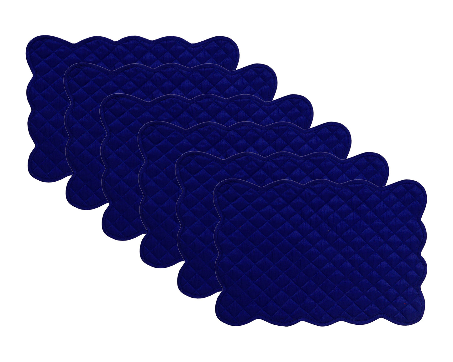 Dupioni Silk royal blue reversible Quilted Table runner, Trivet, placemat & Table toppers quilt design by HOME HEART Brands