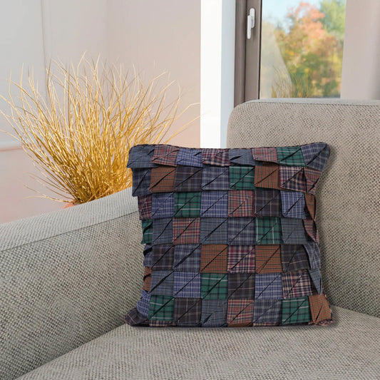 Pillow cover 16"x16" inch patchwork one-of-a-kind cushion cover, decorative throw pillow cover by HOME HEART Brands(made in India)