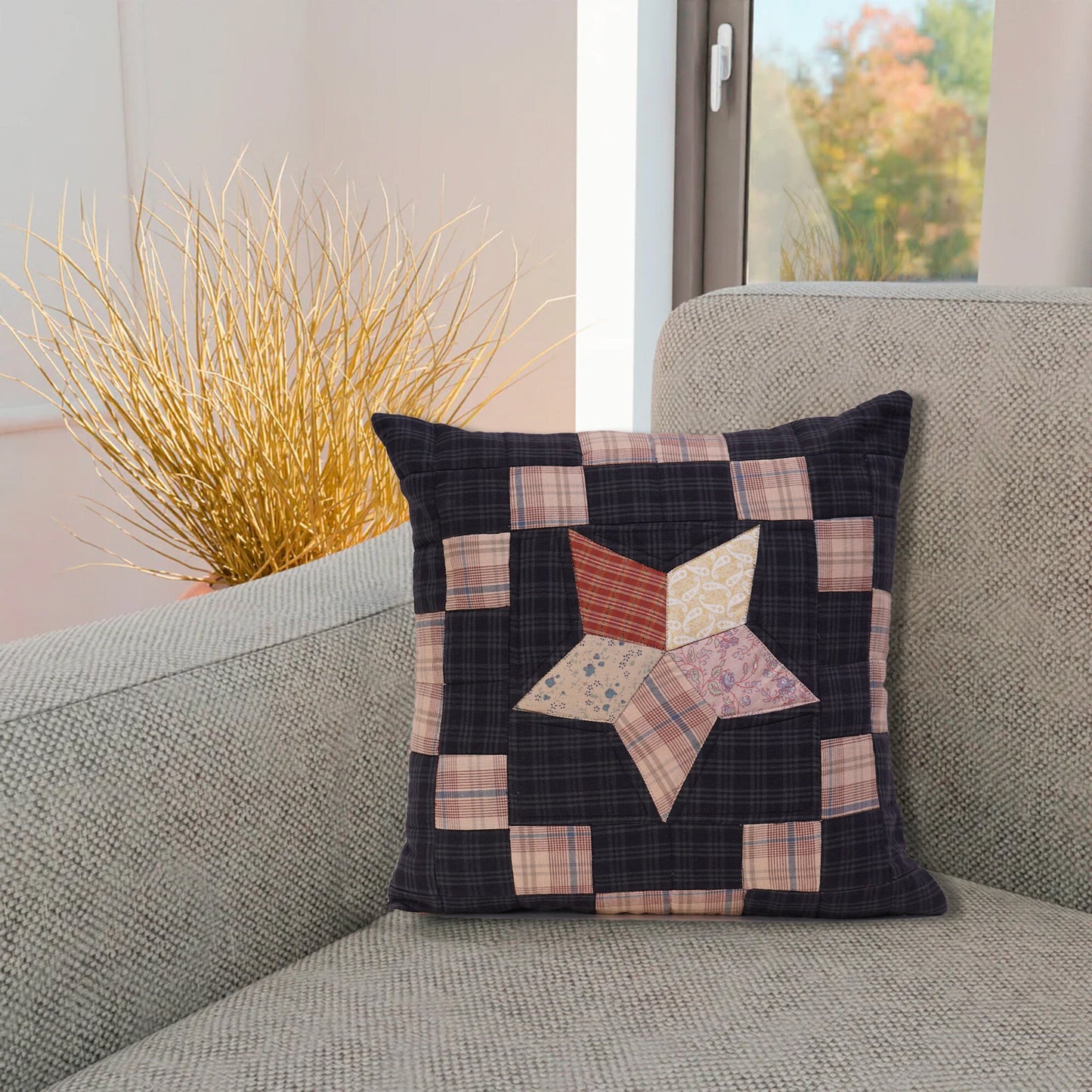Pillow cover 16"x16" inch hand quilted cushion cover,decorative throw pillow cover Galaxy country star HOME HEART Brands(made in India)