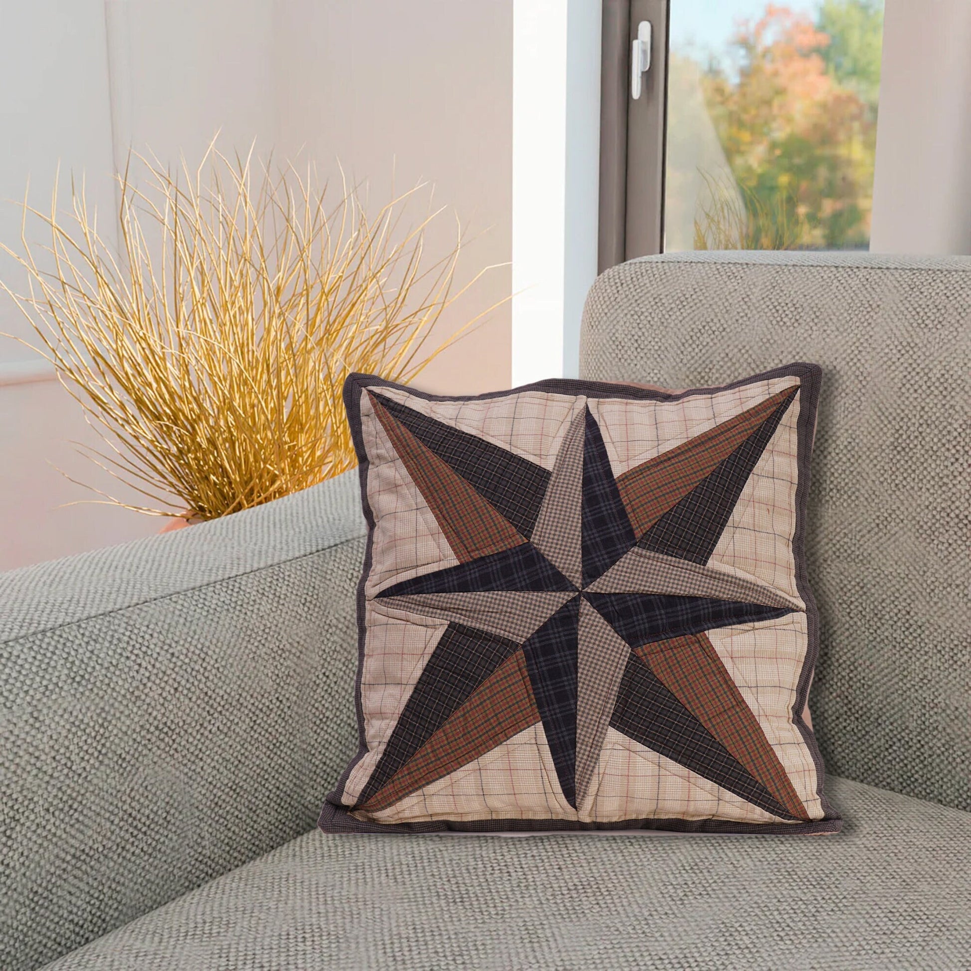 Pillow cover 16"x16" inch hand quilted cushion cover,decorative throw pillow cover country star of wonder HOME HEART Brands(made in India)