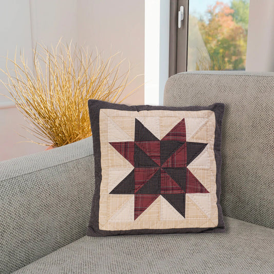 Pillow cover 16"x16" inch hand quilted cushion cover,decorative throw pillow cover Country pinwheel star by HOME HEART Brands(made in India)