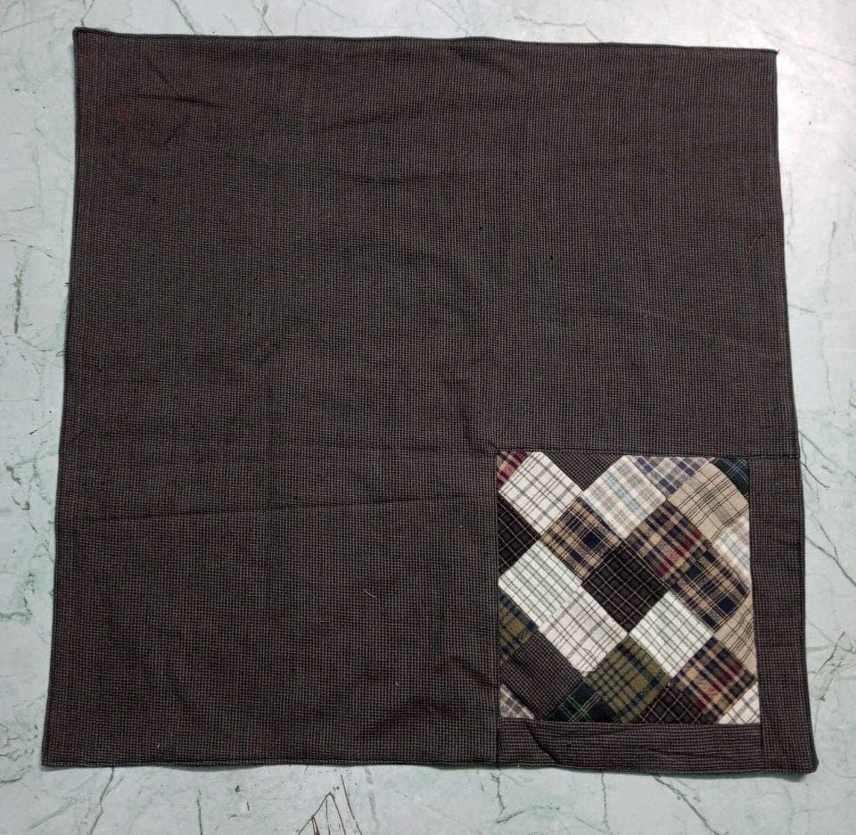 Table napkins corner patchwork double layered country Farm Mix plaid 18"X18" by HOME HEART Brands(Made in India)