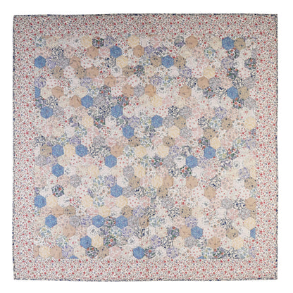 Hand made Throw, wall hanging ,Table Top Grandmother's flower Garden calico flower hand quilt, Hexagon by Home Heart brands (Made in India)