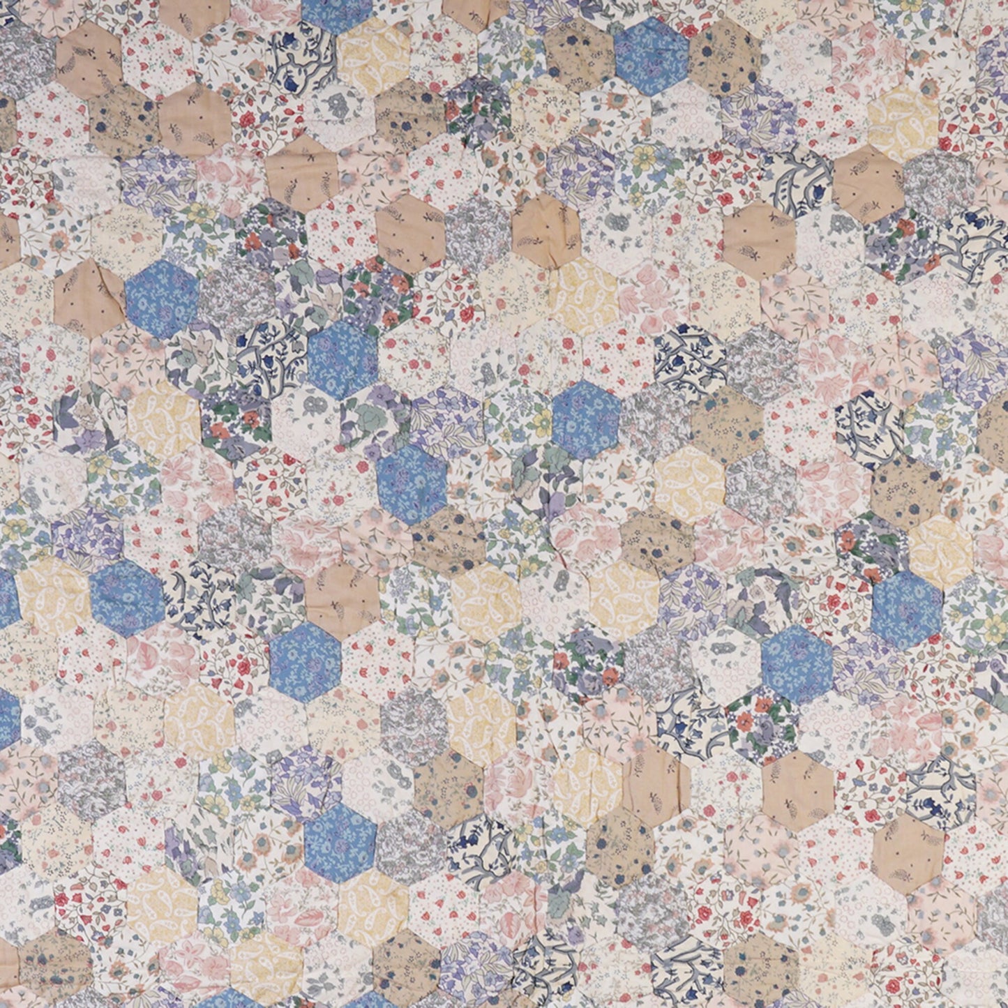 Hand made Throw, wall hanging ,Table Top Grandmother's flower Garden calico flower hand quilt, Hexagon by Home Heart brands (Made in India)