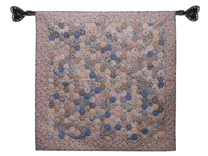 Hand made Throw, wall hanging ,Table Top Grandmother's flower Garden calico flower hand quilt, Hexagon by Home Heart brands (Made in India)