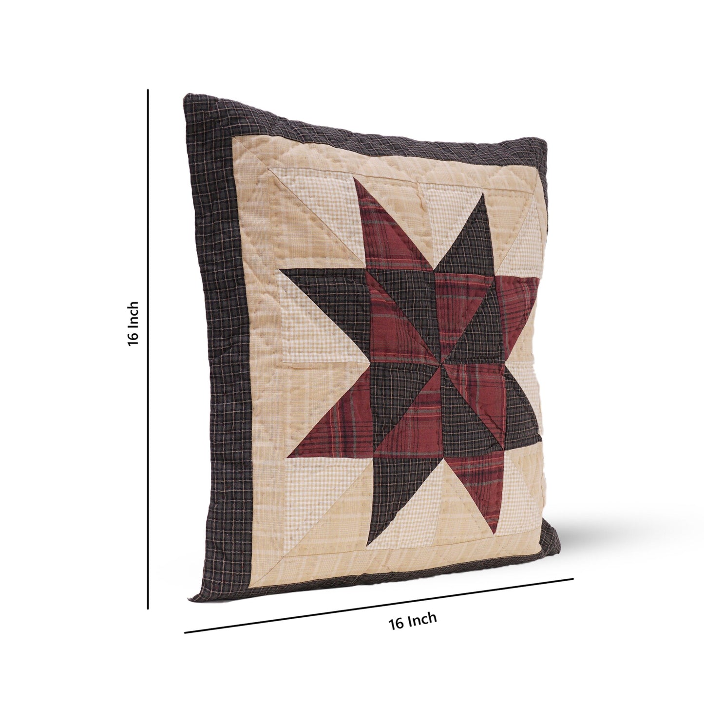 Pillow cover 16"x16" inch hand quilted cushion cover,decorative throw pillow cover Country pinwheel star by HOME HEART Brands(made in India)