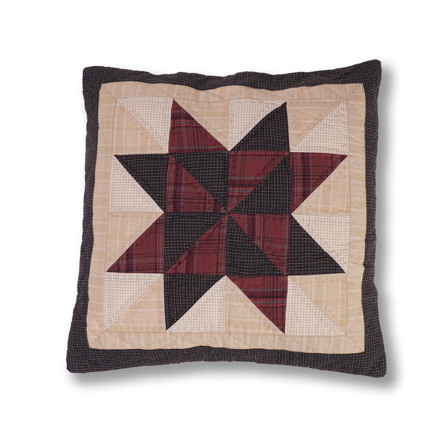 Pillow cover 16"x16" inch hand quilted cushion cover,decorative throw pillow cover Country pinwheel star by HOME HEART Brands(made in India)
